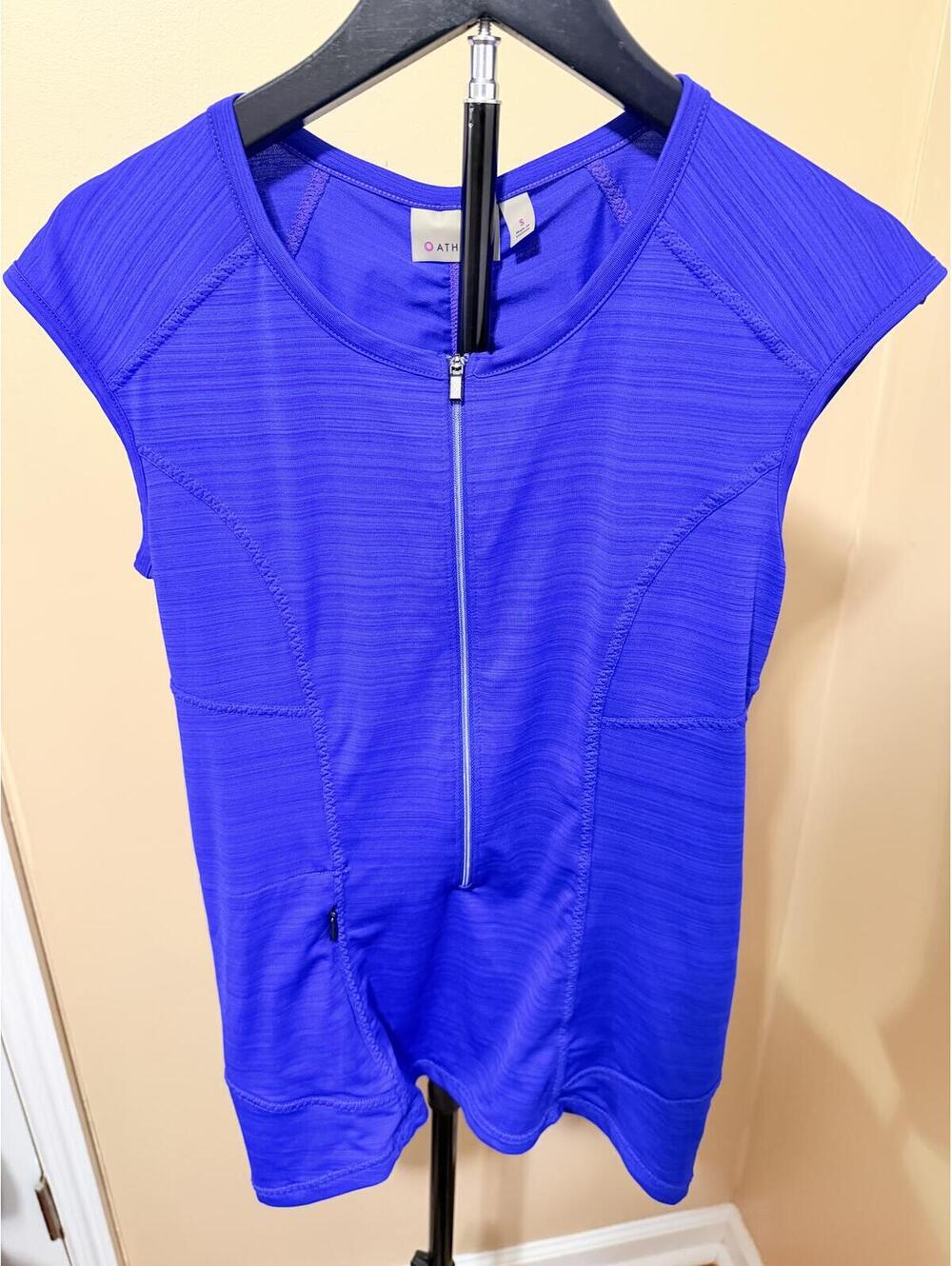 Athleta Half Zip Athletic Top Women’s Small Blue Short Sleeve Performance Shirt